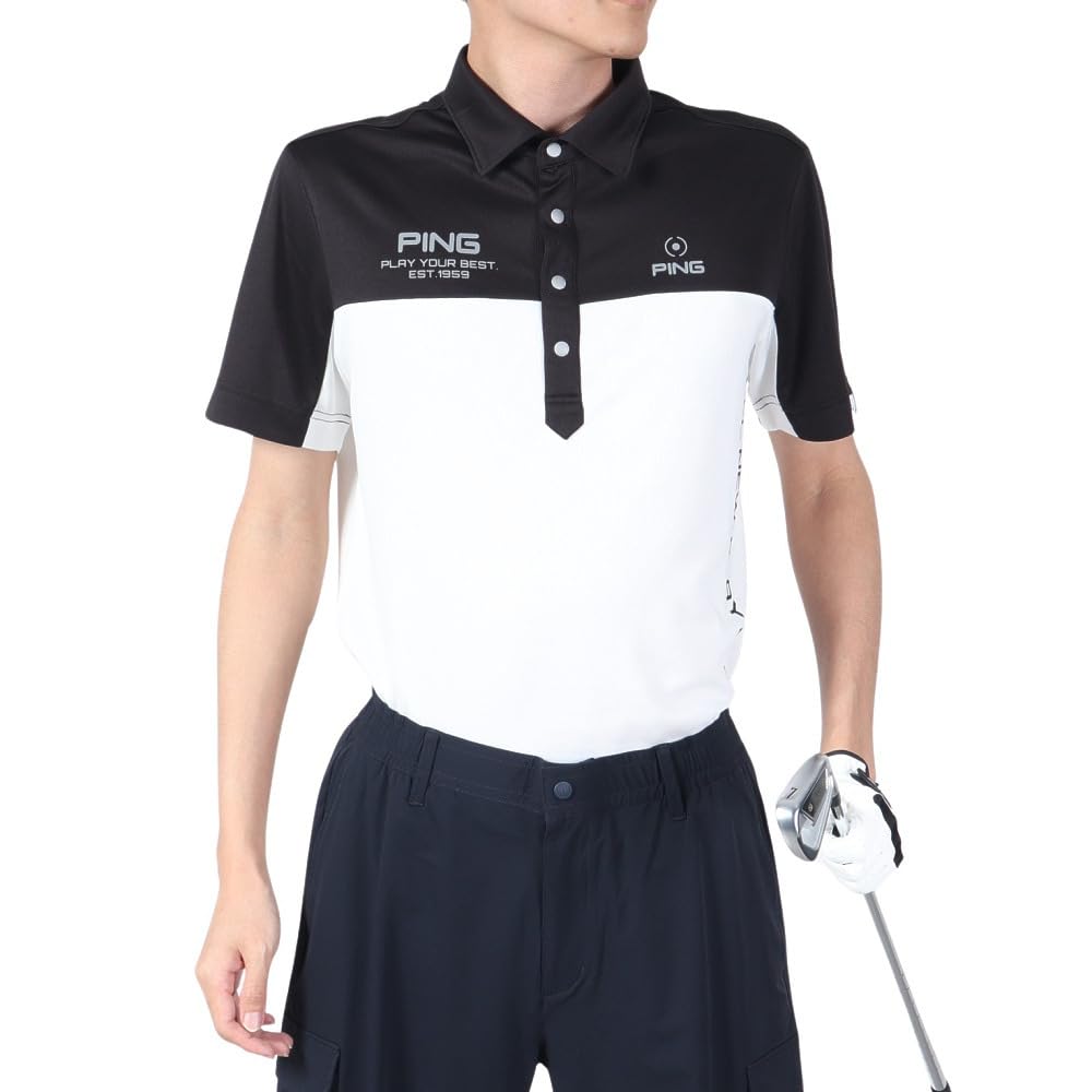 PING Apparel Short Sleeve Polo Shirt Lightweight and Golf Size M Men's (Sarai Tech Quick-Drying) / / 621-4160311 010_Black,