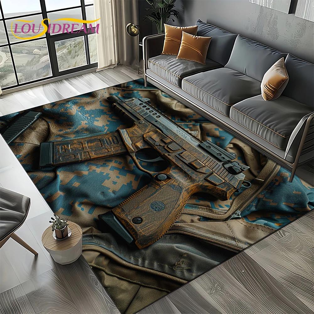 27 Style Retro Guns Pistol Ammunition Bullet Cartridge AK M4 Rug Carpet for Living Room Bedroom Decor,Non-slip for Sofa Doormat