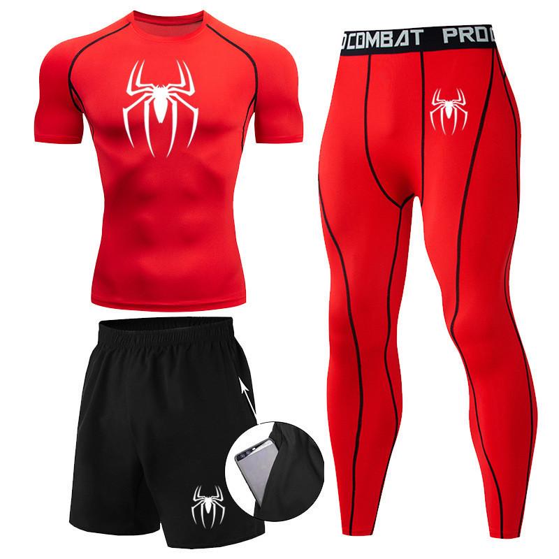 Men's Spider-Man Compression Three-Piece Quick-Dry Sports Suit