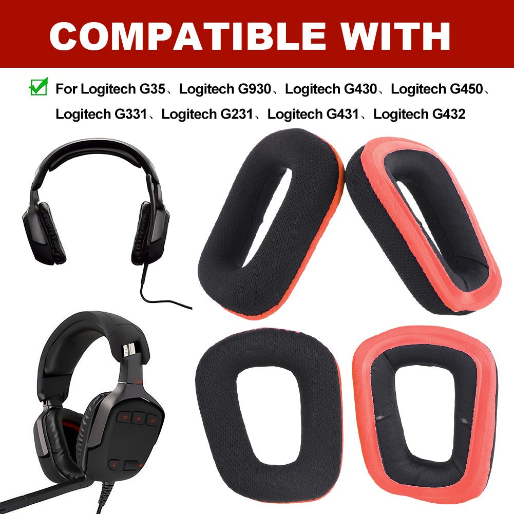 1 Pair Replacement Ear Cushion Protein Leather/Mesh Fabric Headset Ear Cushions Ear Cups Cover for Logitech G331 G231 G431 G432