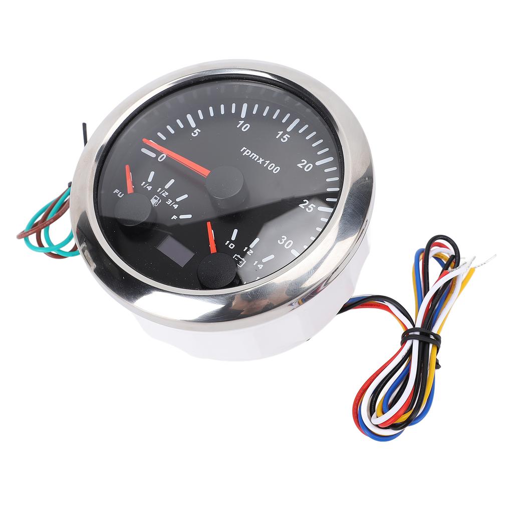 85mm 3 in 1 Speedometer 3000rpm Tachometer 8 to 16V Voltmeter 7 Colors Backlight E-1Celsius4-1Celsius2-3Celsius4-F Fuel   Gauge for RV Yacht Truck