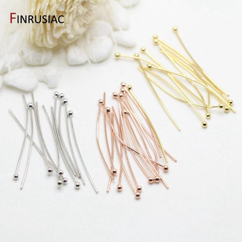 Wholesale 14k Gold Plated Brass Metal Ball Head Pin For Jewelry Making Beading Pins Findings Supplies DIY Make Jewelry