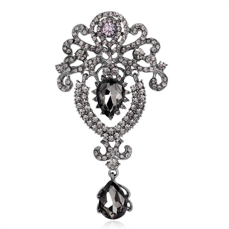 Fashion And Exquisite Retro Flower Brooch Coat Crystal Pin Personality Temperament Suit Brooch