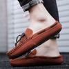 2024 Half Slippers Mens Slip on Moccasins Suede Shoes Men Casual Driving Shoes Breathable Loafers Fashion Half Shoes Lazy Shoes