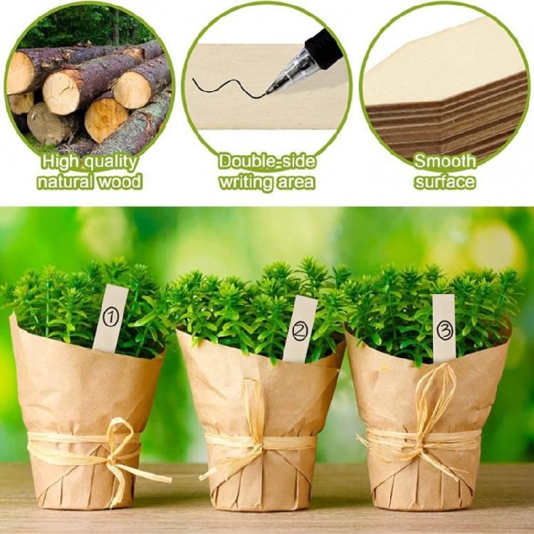 100Pcs Weather Resistant Wooden Garden Stakes Wooden Garden and Sign Post for Plant Support Fence Yard Gardening