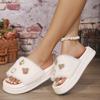 Women's Wide-Width Slip-On Winter Slippers - Thick Platform Indoor House Shoes with Non-Slip EVA Sole, Soft Fabric Upper, Warm Cushioned Footbed