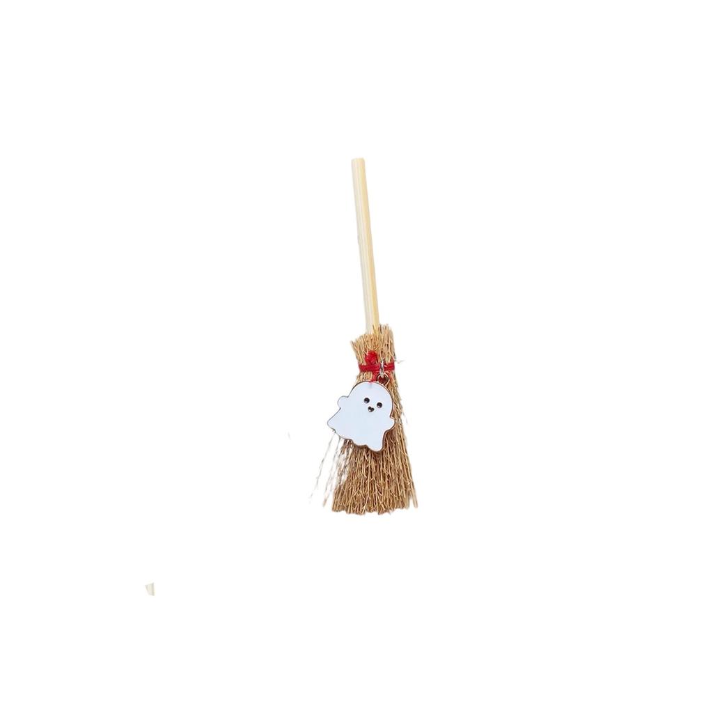 Cute Witch Broomstick , Miniature  Props, Small Dollhouse Witch Broomstick With Pendant, Halloween Witchcraft Decoration