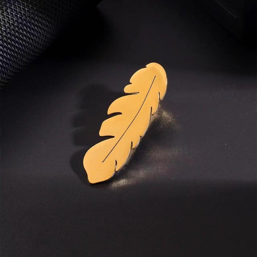 

Simple Leaves Tie Clip Titanium Steel Necktie Buckle Fashion Feather Tie Pin Suit Accessories Style 3 Gold