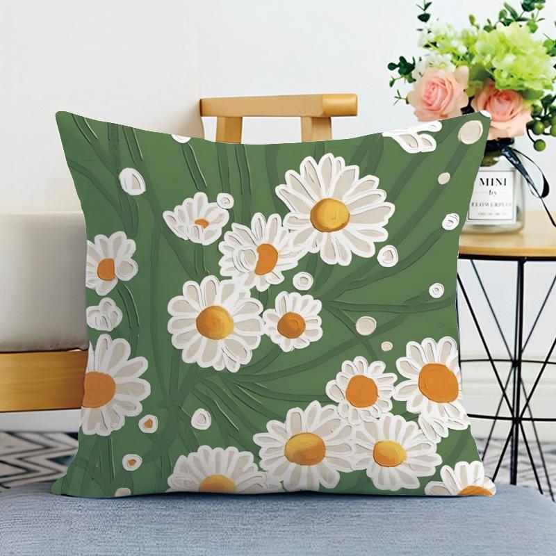 Small Fresh Flower Print Decorative Pillowcase Bedroom Living Room Square Cushion Pillowcase