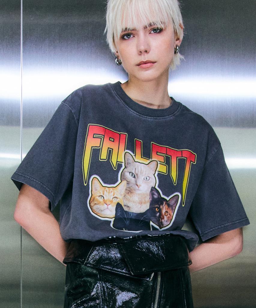 FALLETT Nero Band Short Sleeve T-Shirt Charcoal