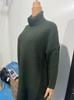 Women's Irregular Hem High Neck Pullover Long Sleeve Knit Sweater