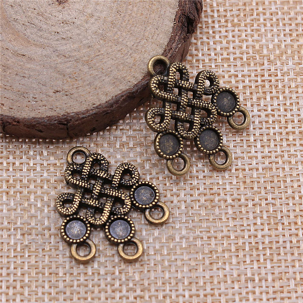 Pendants For Crafts Brand: WYISYWG Antique Bronze Color Chinese Lucky Knot Earring Connector 26x21mm 4Pieces