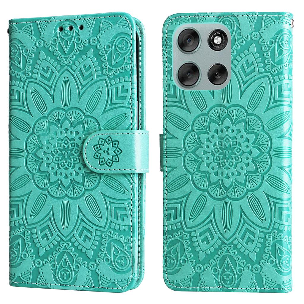 For Motorola Moto G56 5G Etui Solsikkeavtrykk Lær Lommebok Telefondeksel