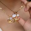 Handmade Ocean Style Necklace Sea Star Pearl Starfish Neck Chain  Female Lady Girl