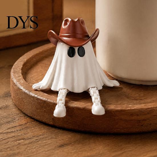 Ghost Figurines for Halloween Pumpkin Figurine, 3D Printed Statue with Stress Relief Fidget Toys Poseable Joint, Spooky Articulated Decor Ornament