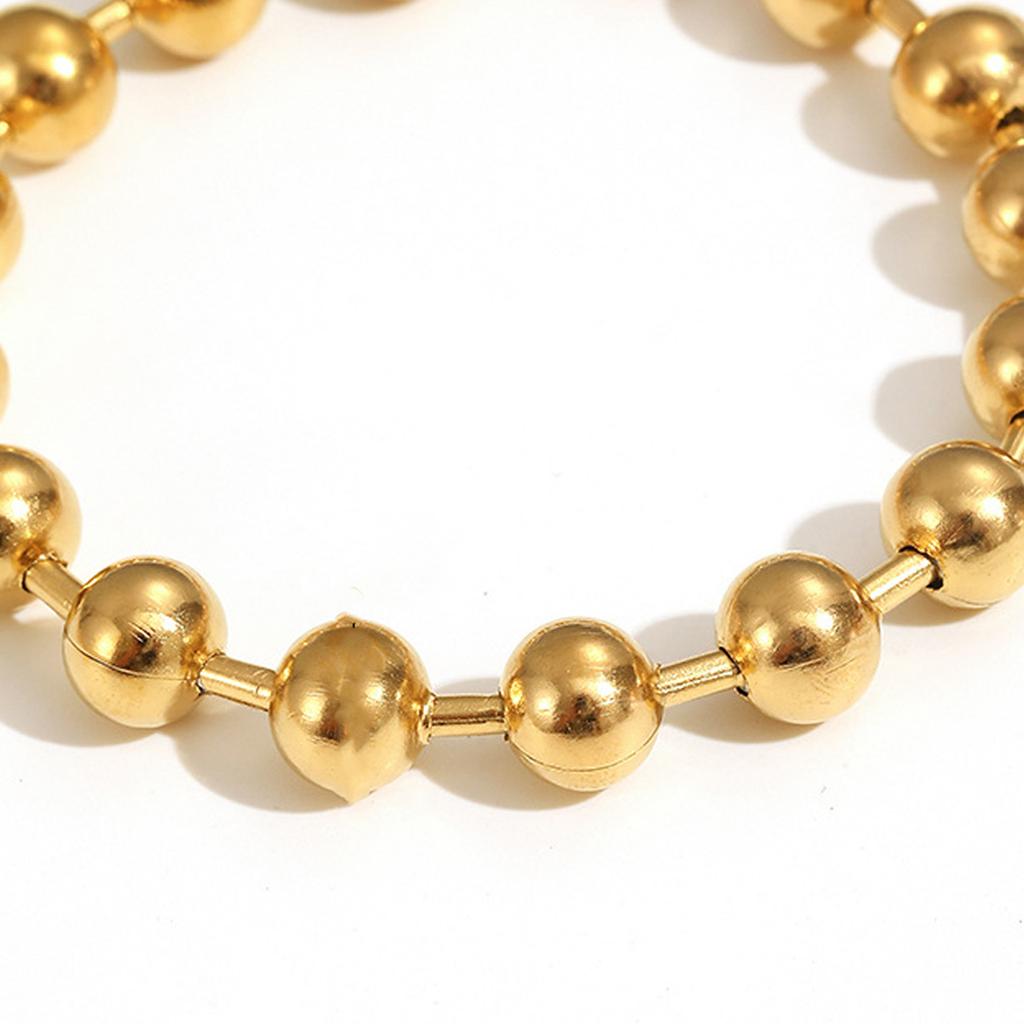 Unique Round Bead Chain Bracelet Sturdy Stainless Steel Jewelry With Smooth Finishes And Versatile Look