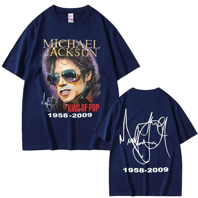 Classic Vintage Michael Jackson King of Pop Graphic Print T-shirt Men Women Fashion Retro Rock T-shirts Hip Hop O-collar Tees