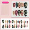 Christmas Glitter Snowflake Pearl Bow Press On Nails 30pcs Finished Nail Tips