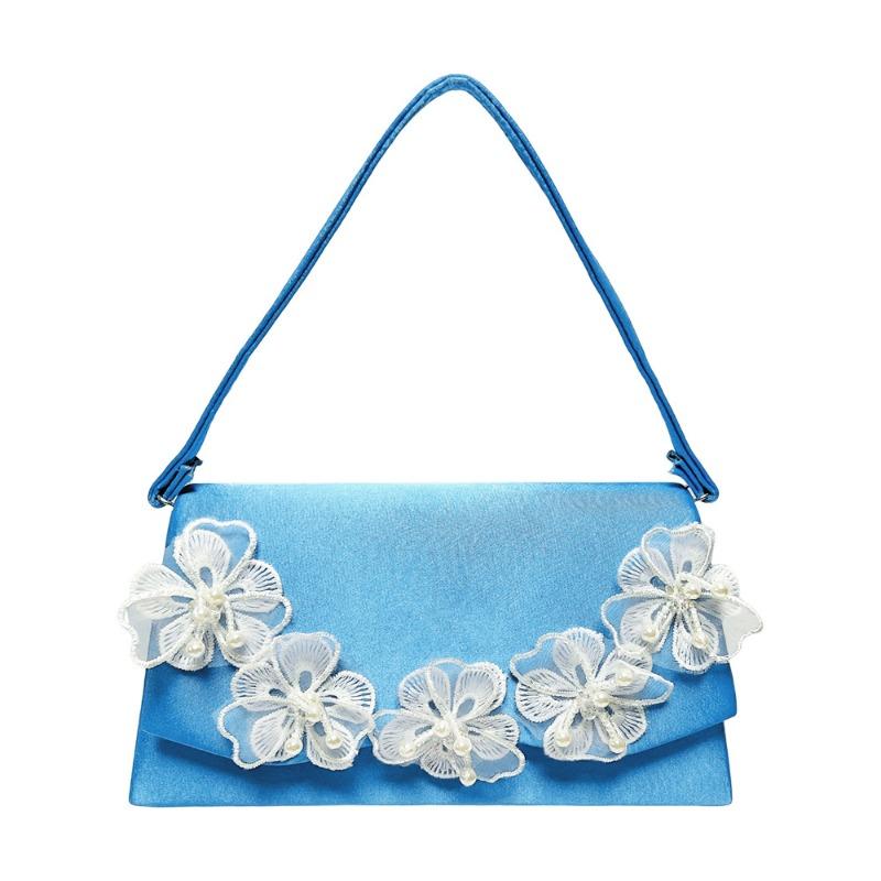 Floral Handbag, Fashionable Crossbody Bag, Pearl Clutch Bag, Simple Banquet and Dinner Bag