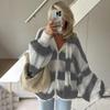 Women's Autumn and Winter Loose Striped Casual Cardigan Sweater