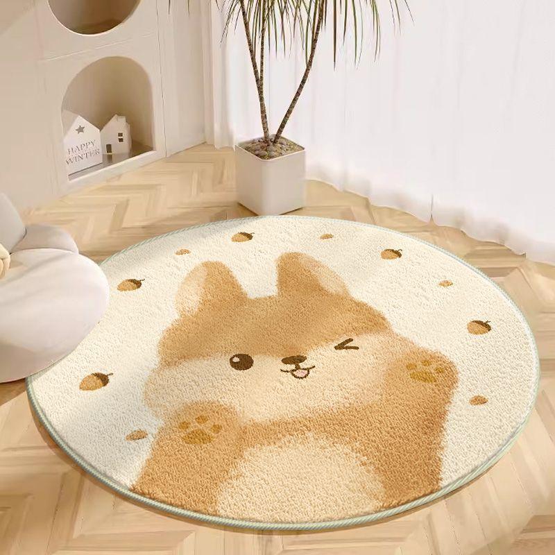 Round Carpet Living Room Plush Mat Thick Children's Room Reading Area Cartoon Bedroom Study Swivel Chair Soundproof Foot Mat