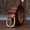 Belt Men's Thickened First Layer Pure Cattlehide Brass Buckle Leather Pin Buckle Trendy Retro Jeans Belt