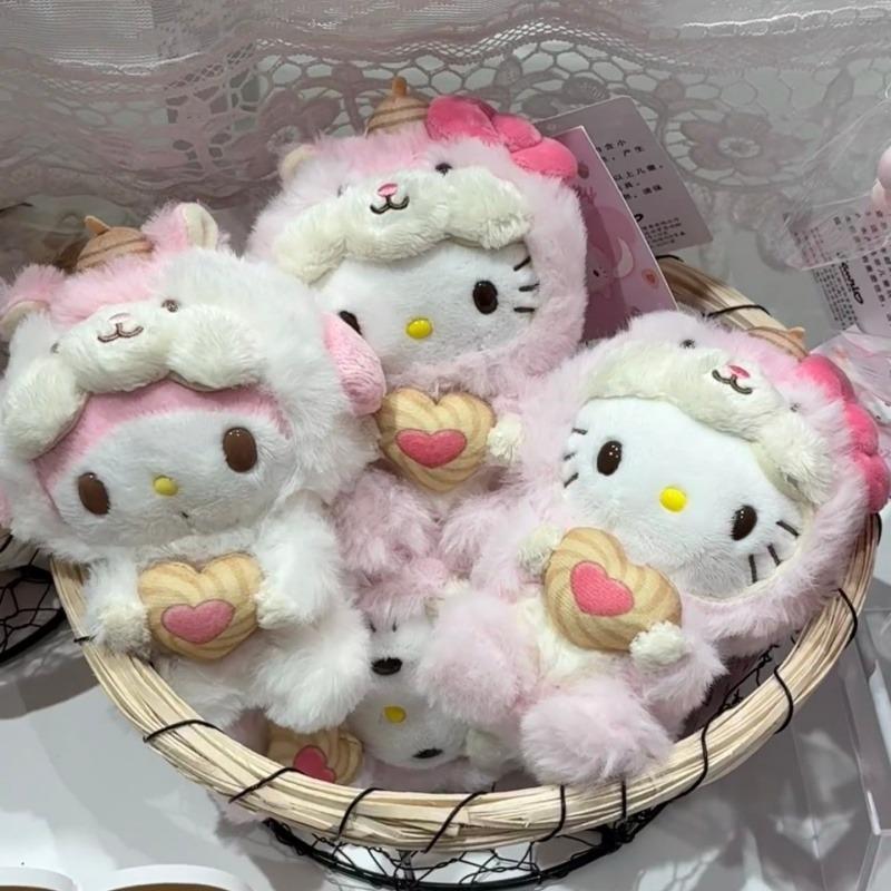 Cute Big Squirrel Tail Plush Toy Keychain Kawaii Cookie Squirrel Series Fluffy Melody Kuromi Kitty Cat Doll Stuffed Toy