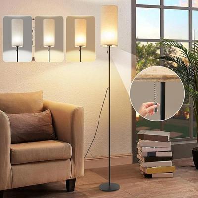 Floor Lamp - NETTLIFE - LED 3 Temperatures - Dimmable - Glass Lampshade - Black