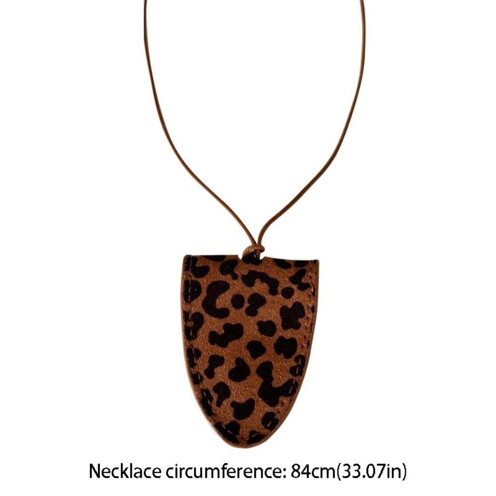 Anti-lost Pu Leather Magnetic Glasses Clip Leopard Print Pendant Long Necklace Neck Hanging Eyeglass Clip Eyeglasses Storage Bag
