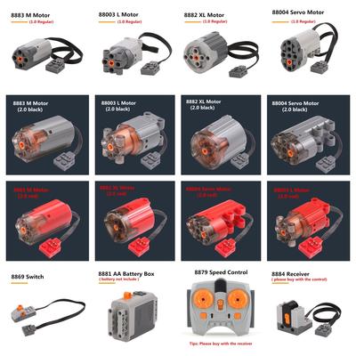 MOC Piezas Técnicas Bloques de Construcción Motores Funciones de Potencia Servo Motor de Tren Caja de Baterías Receptor de Control Juguetes Para Niño Regalo de Navidad