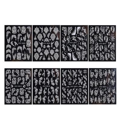 Nail Stickers Snowflake 5d Stereoscopic Embossed Nail Stickers White Lace Embossed Nail Sticker Pure Elegant