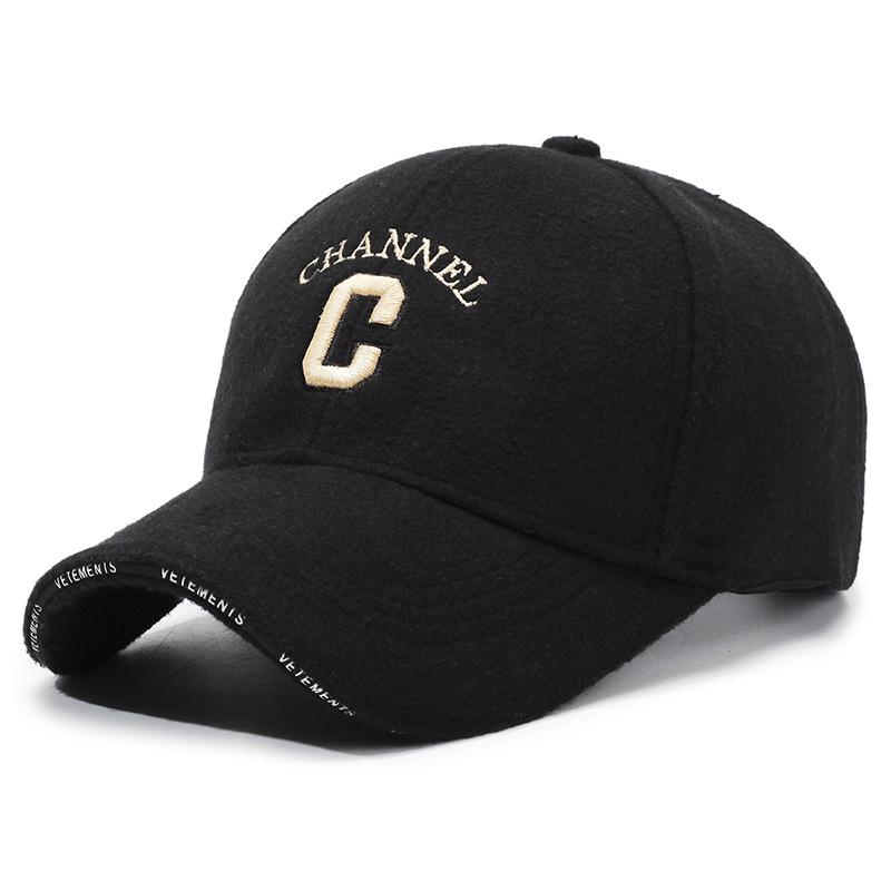 Seasonal Casual Woolen Embroidered Alphabet Baseball Cap Middle-Aged And Elderly Men'S Outdoor Cold-Proof Warm Cap