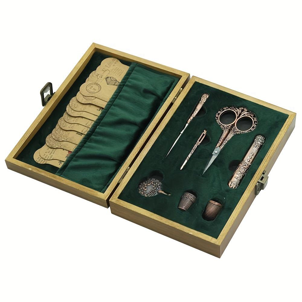 Vintage Wooden Box Embroidery Scissors Kit Diy Craft Supplies Tools Antique Sewing Kit Omplete Sewing Tools For Sewing Craft