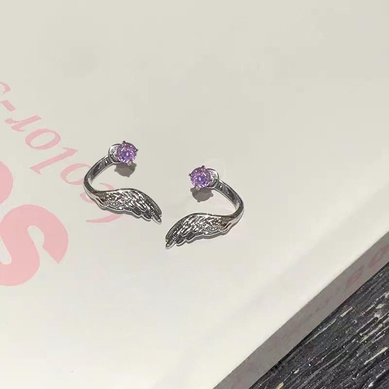 

1 пара милых крутых гвоздиков для пирсинга козелка уха в виде крыльев ангела для женщин, блестящие циркониевые серьги, аксессуары, ювелирные изделия, подарки фиолетовый