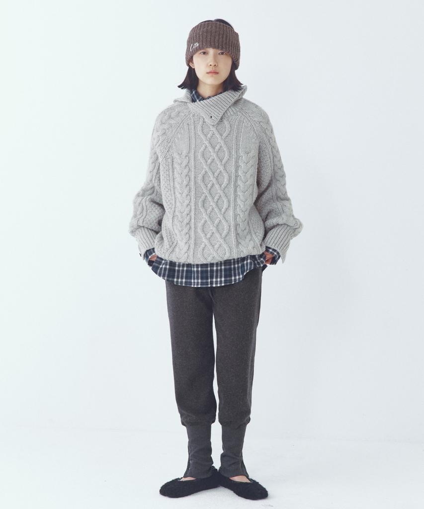 CITTA Wool Made Button High-Neck Grandma Kint_Ctk248(Grey)