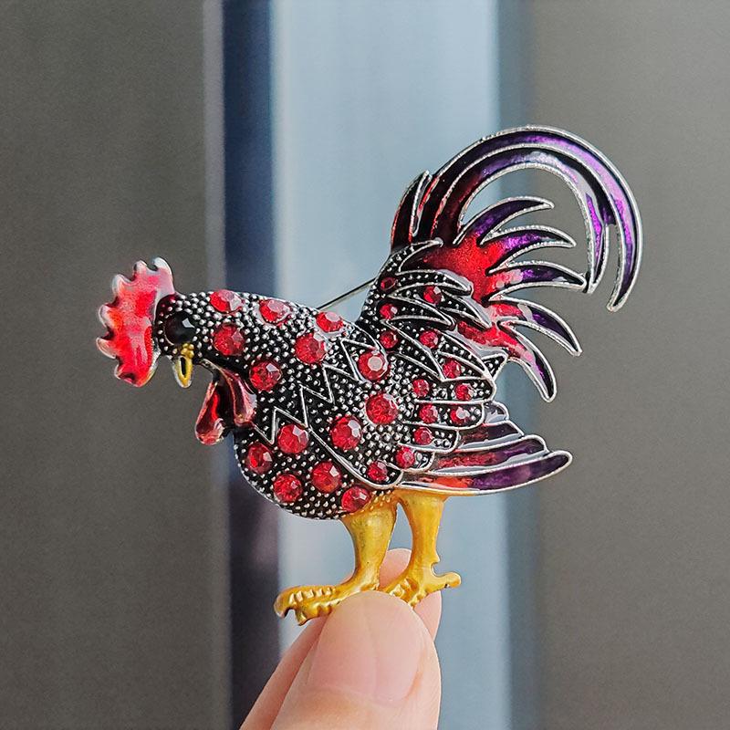 

Vintage Crystal Alloy Rooster Brooch for Women