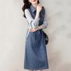 Youthful Denim Dress for Women Spring Flattering Loose Fit Cover Belly Slimming Elegant Long Dress