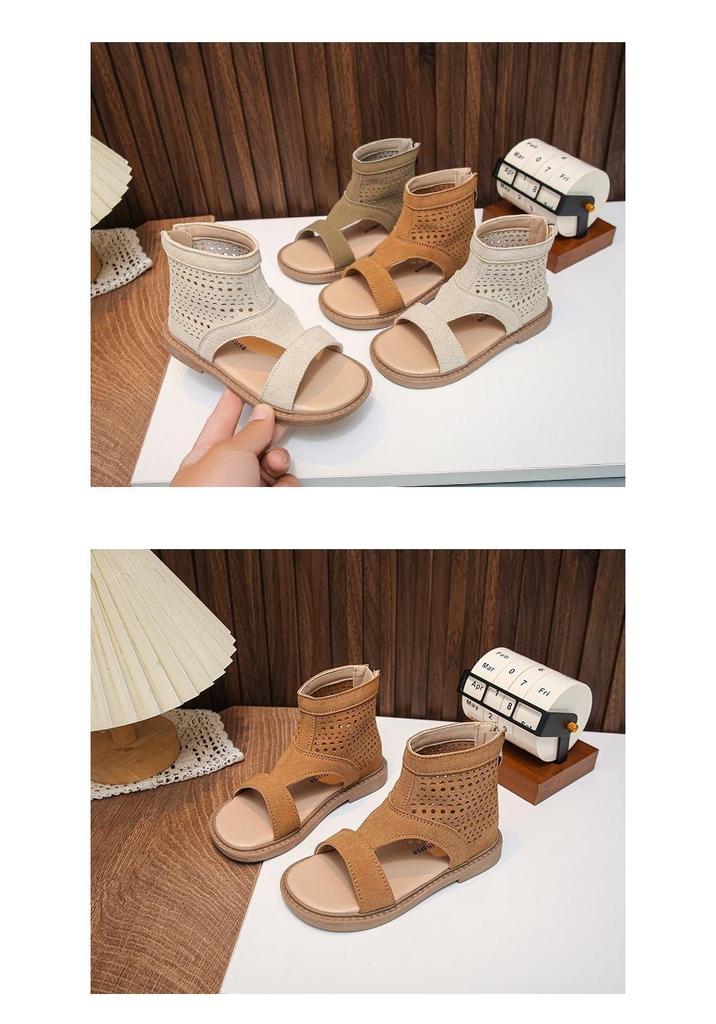Atmungsaktive High-Top Römische Sandalen für Kinder mit weicher Sohle und Reißverschluss hinten für Mädchen, Sommer 2026