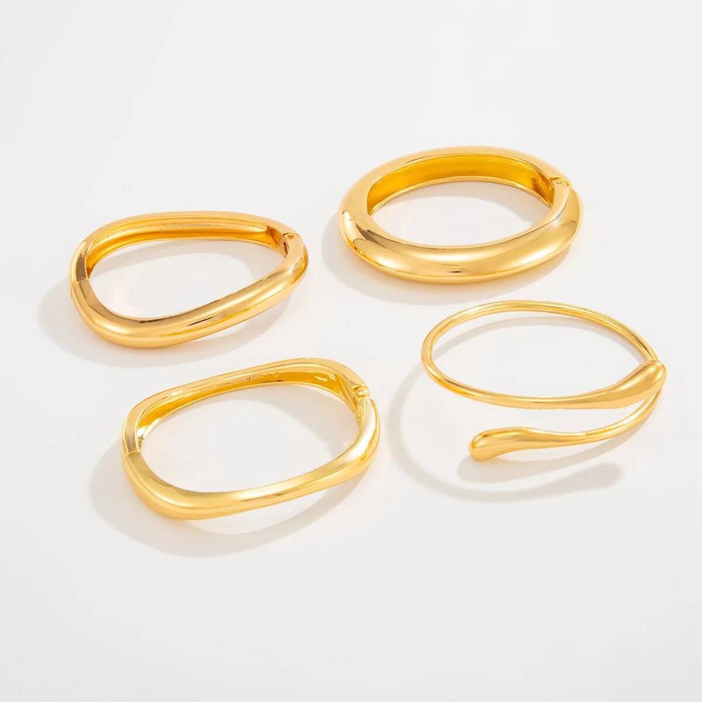 Ingemark Creative Glossy Irregular Water Drop Open Bangles for Women Men Punk Stackable Spring Arm Bracelets Couple Jewelry Gift
