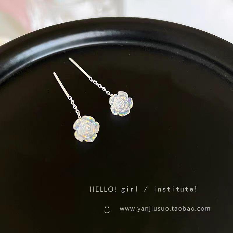 

«2025 Элегантные серьги-кисточки с белой розой Fantasy — роскошный дизайн из серебра 925 пробы для женщин»