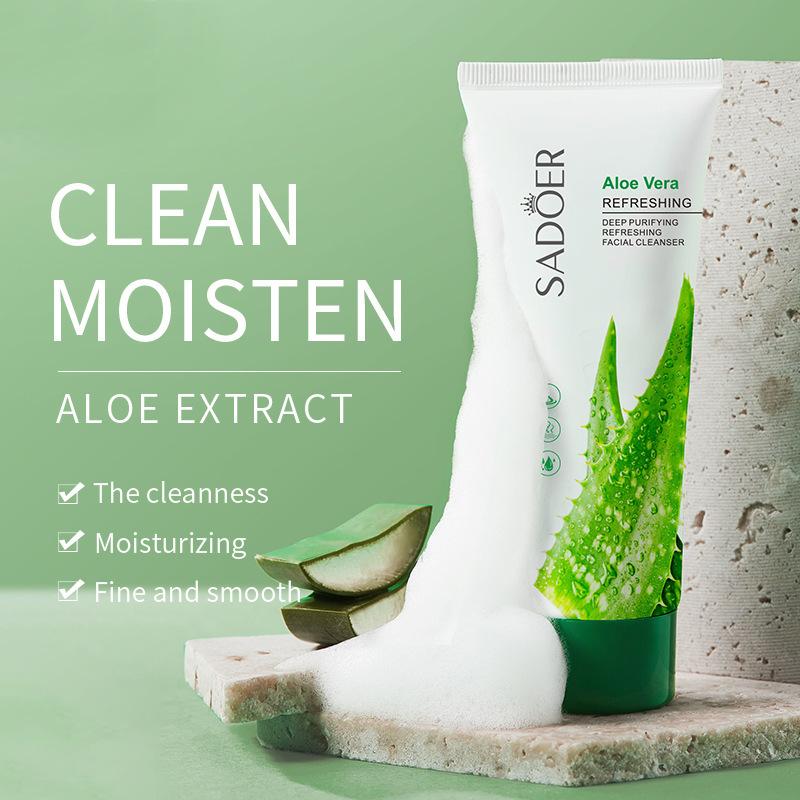 Aloe Vera Facial Cleanser for Deep Cleansing Quick Color Removal Gentle Formula Strong Oil Control Power