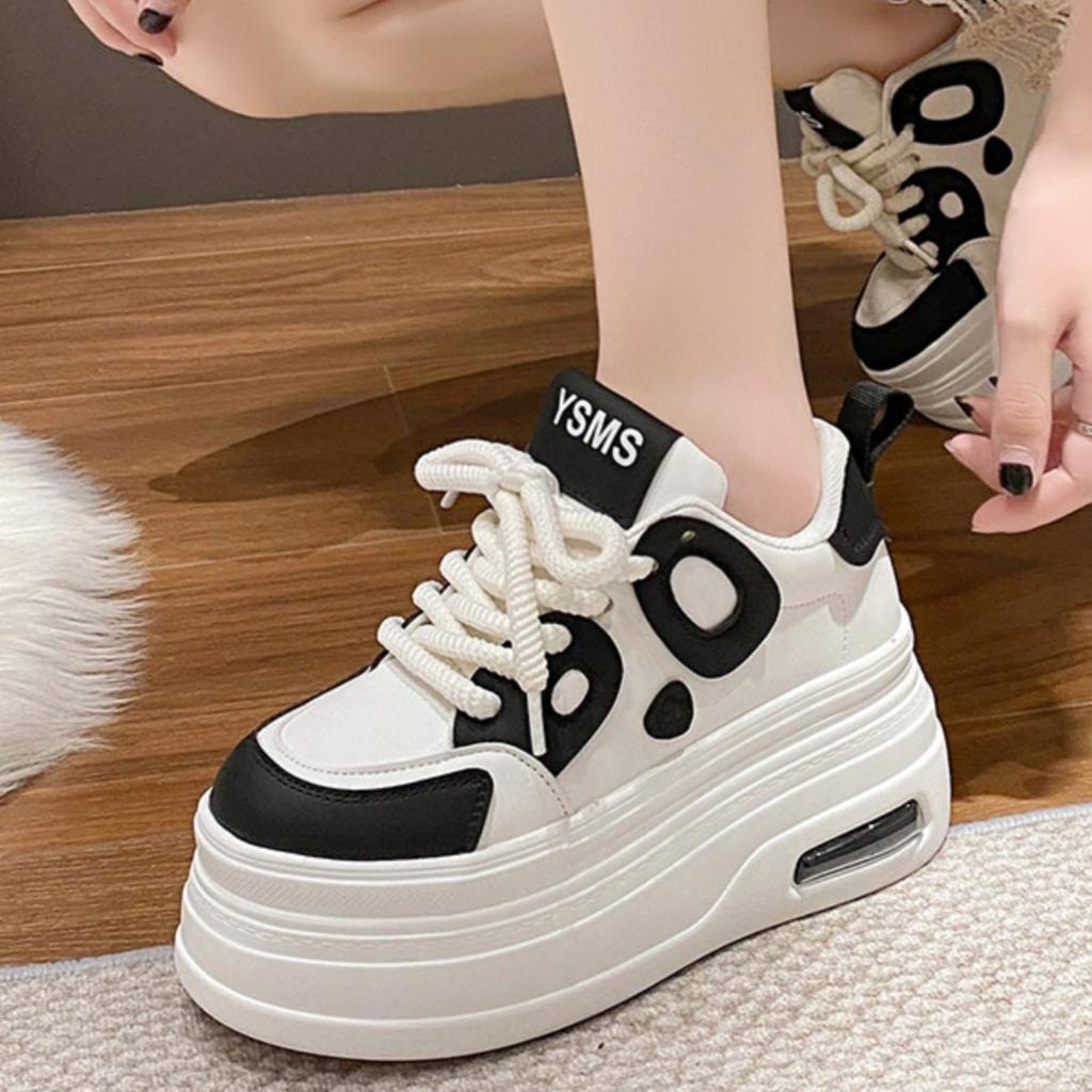 European Station 8cm thick-soled sports little white shoes women's 2025 spring new versatile small height-increasing muffin board shoes