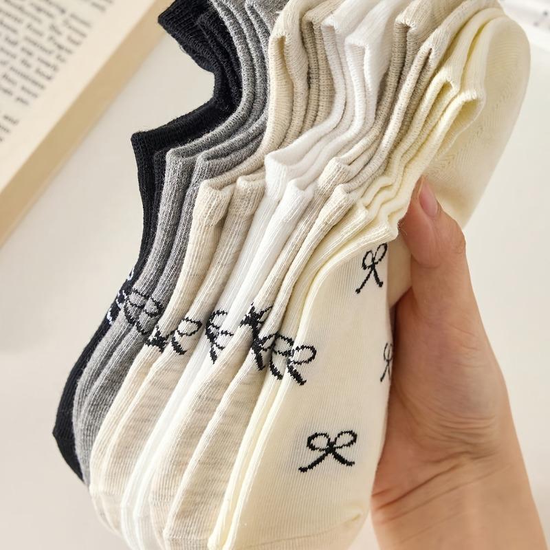 

5 Pairs Women s Elegant Bow Short Socks - Breathable, Lightweight, Invisible Spring/Summer Casual Socks with Loose Cuff and Decorative Bow Design 5pairs