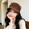 Suede Retro Flat Top Cap Women's Spring and Autumn Plain Face Small Versatile Equestrian Hat Temperament Beret Painter Hat