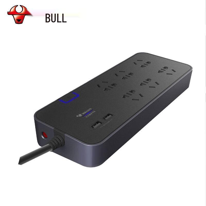 BULL Surge Protector Power Strip with 6 Outlets and USB CN plug (adapter included)