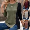 Damen Oberteil Jacquard Knopf Dekoration Saum Rippstrick Rundhals Warm Lange Ärmel Weich Damen Frühling Pullover Damen Kleidung
