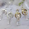 Quartz Moon And Sun Earrings Alloy Electroplated Fashion Jewelry For Casual Daily Use
