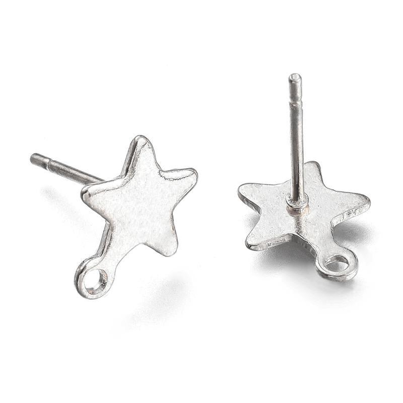 

10pcs Gold Color Stainless Steel Moon Star Ear Studs for Earrings Jewelry Making DIY Hole Dangle Charm Earrings Base Accessories