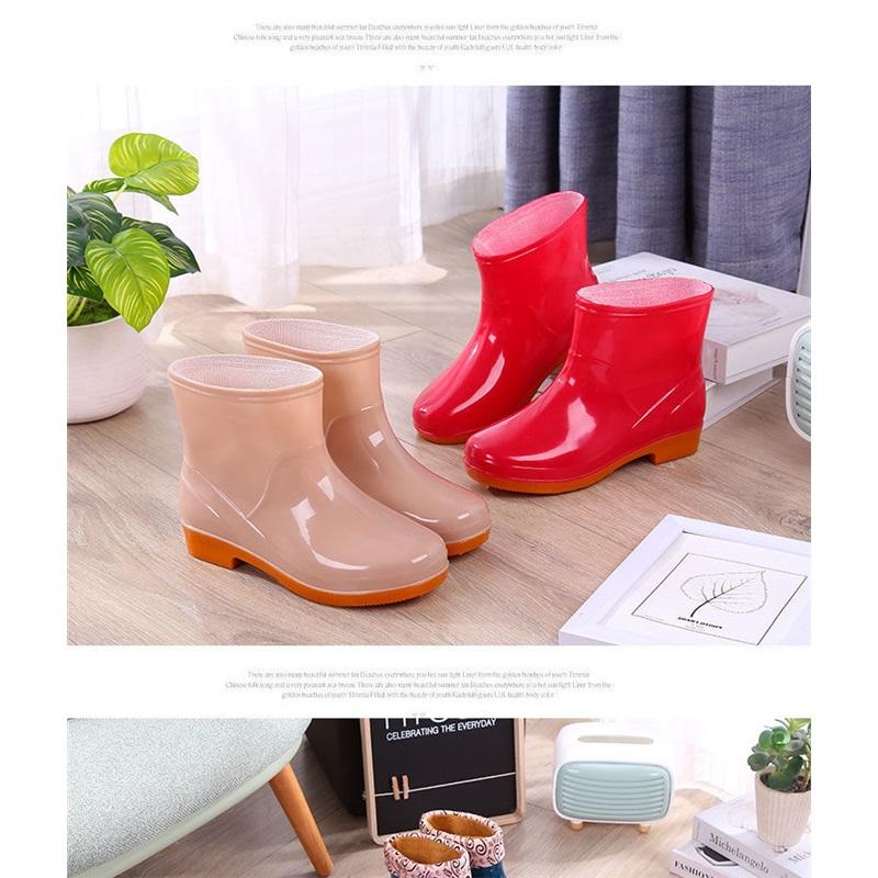 Stivali da Pioggia Corti Impermeabili Antiscivolo Moda Donna Scarpe di Gomma per Lavoro in Cucina