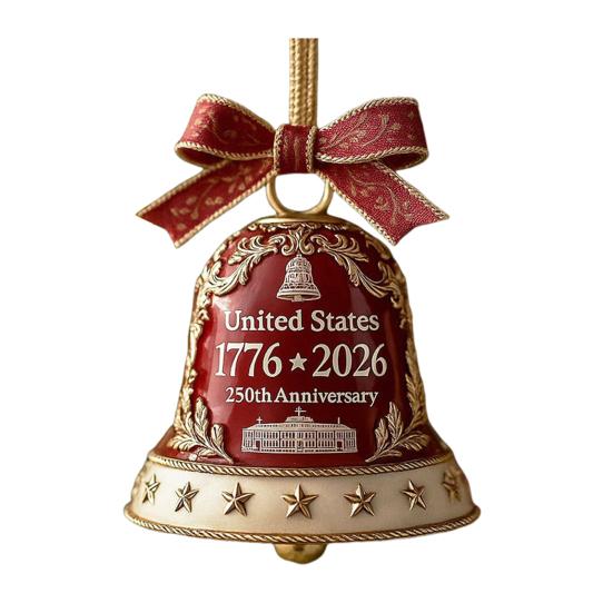 USA 250th Anniversary Bell Ornament Golden-Plated Metal Pendant Durable Collectible Decor Christmas Themed Decorative Bell